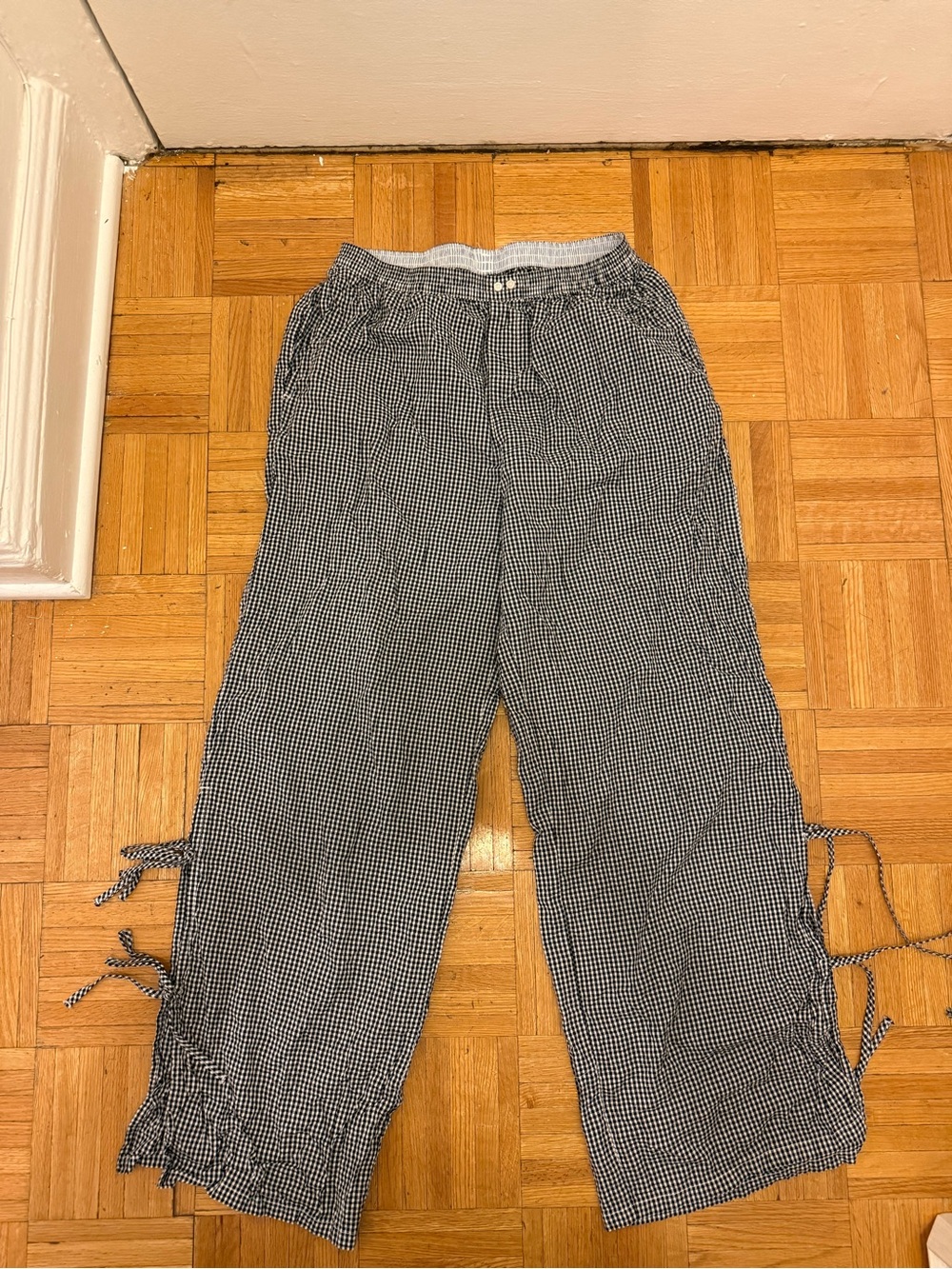 Aerie Black & White Gingham Drawstring pants